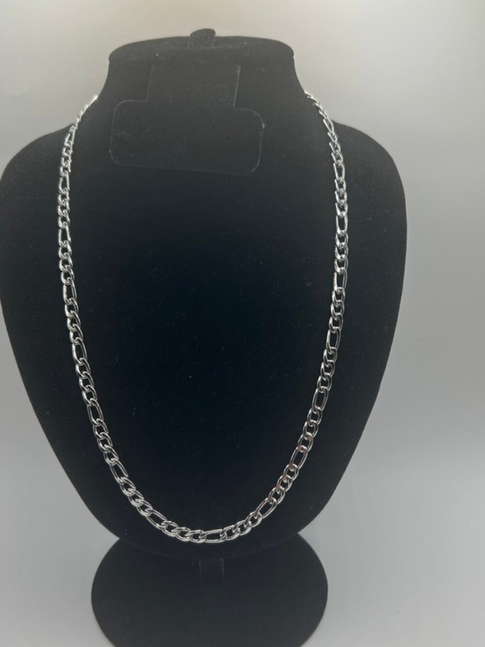 Figaro Chain Real Silver 5mm 22 Inch Stainless Steel Plated Durable Waterproof